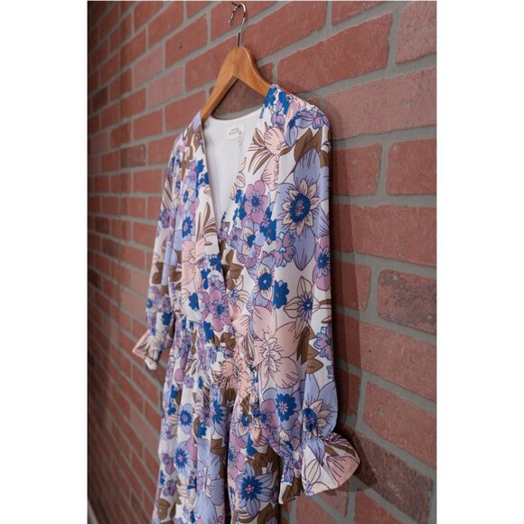 Purple Floral Print Dress - Small - Picture 7 of 7